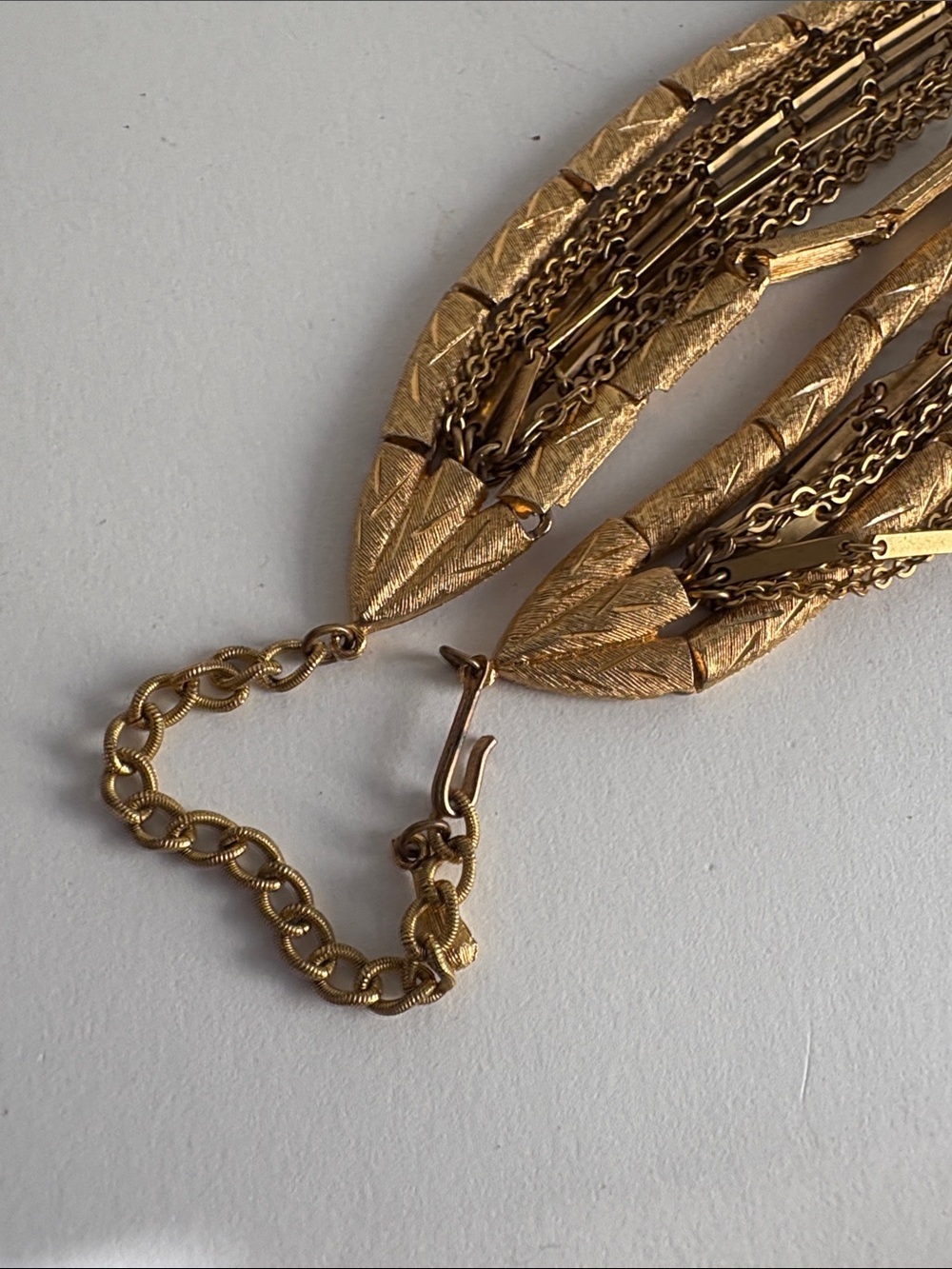 Vintage 1960s Multi Strand Gold Statement Necklace Women Jewelry - Picture 5 of 5